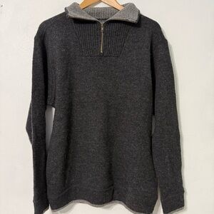 Irelandseye 100% wool Men's Gray Quarter-Zip Sweater